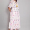 W for Woman Women's Polyester Ecru Layered Dress with Multicoloured Print Maxi - Image 3