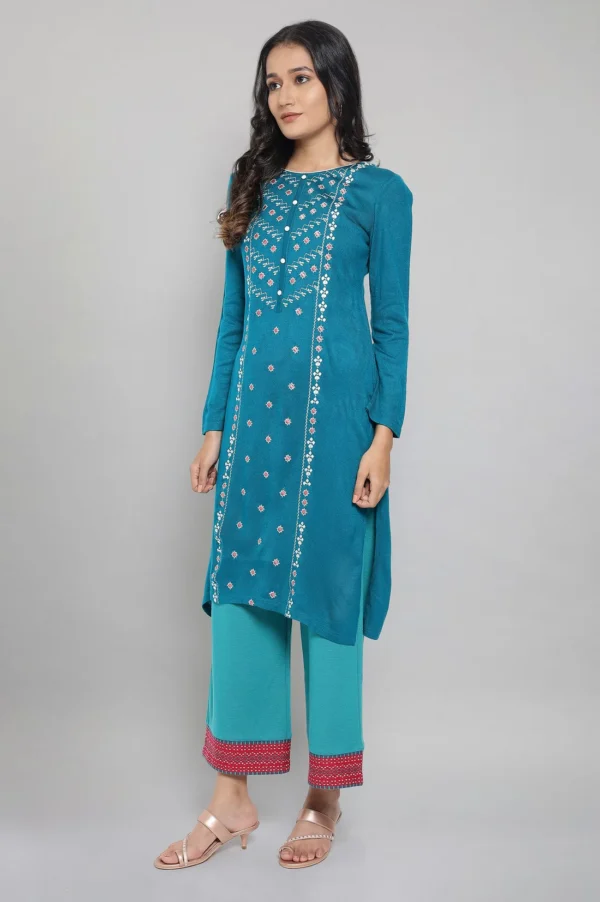 Teal Acrylic kurta - Image 3