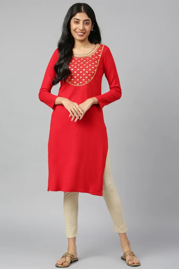 Red Winter kurta - Image 5