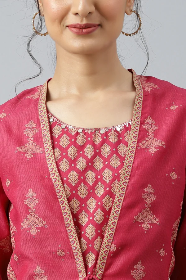 W for Woman Dark Pink Duo Dress With Short Jacket - Image 2