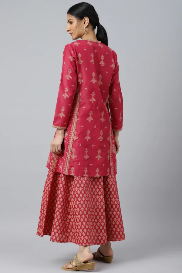 W for Woman Dark Pink Duo Dress With Short Jacket - Image 7