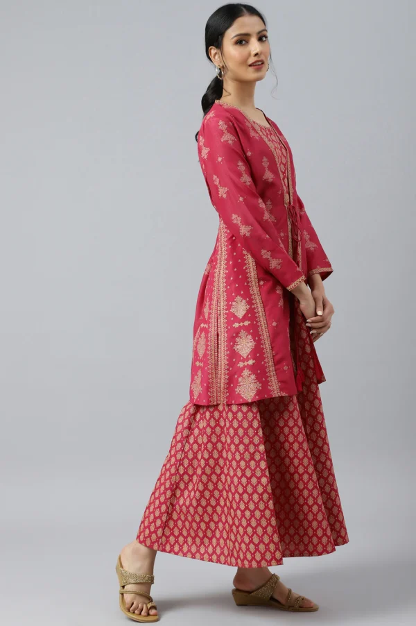 W for Woman Dark Pink Duo Dress With Short Jacket - Image 4