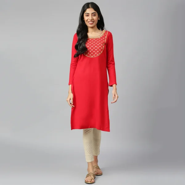 Red Winter kurta