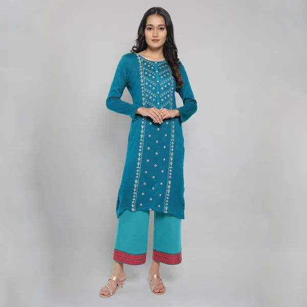 Teal Acrylic kurta