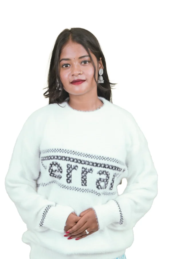 White Round Neck Unisex Sweater