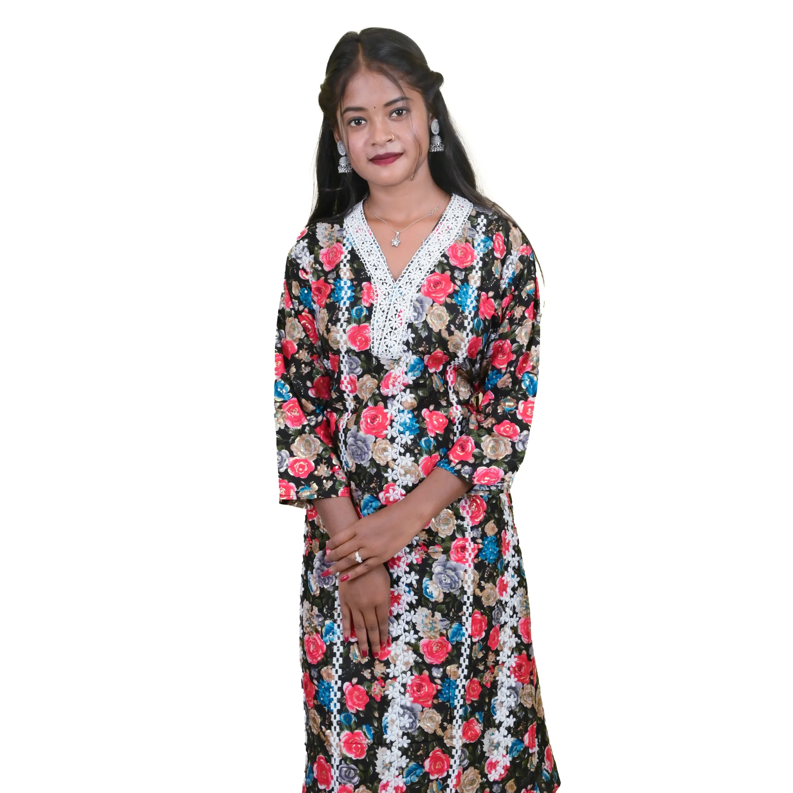 TW Women Printed Pure Rayon Straight Kurta