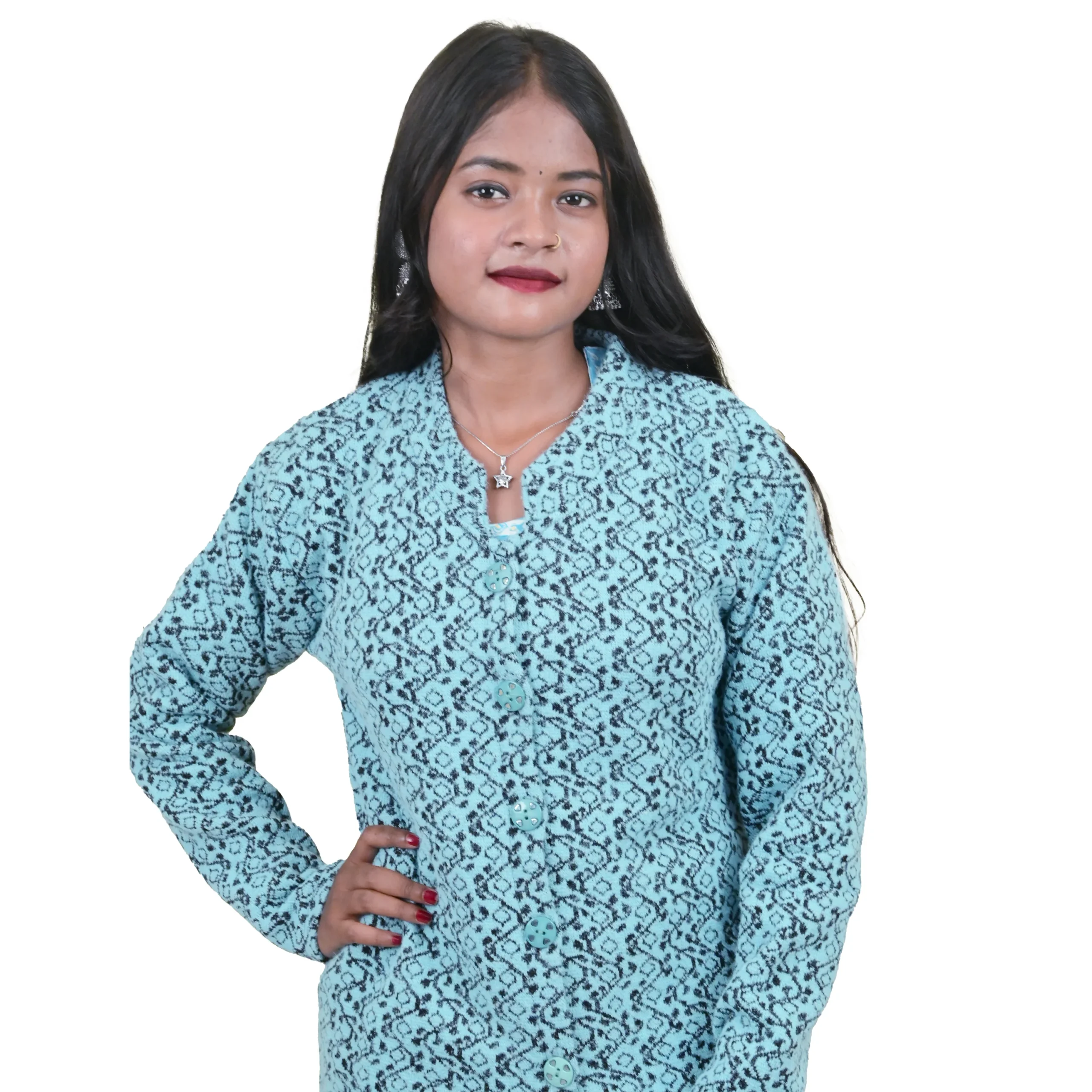 TW Women's Woollen Full Sleeve Printed Cardigan Sweater