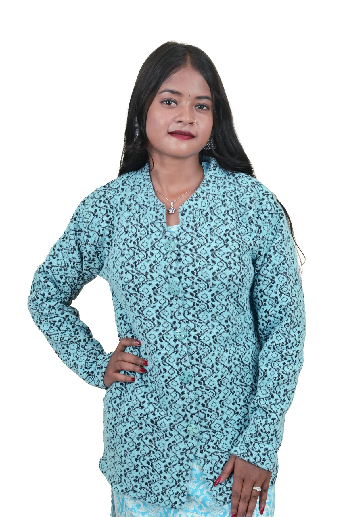 TW Women's Woollen Full Sleeve Printed Cardigan Sweater - Image 6