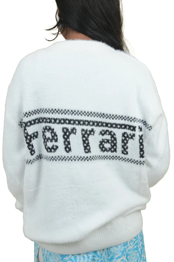 White Round Neck Unisex Sweater - Image 5