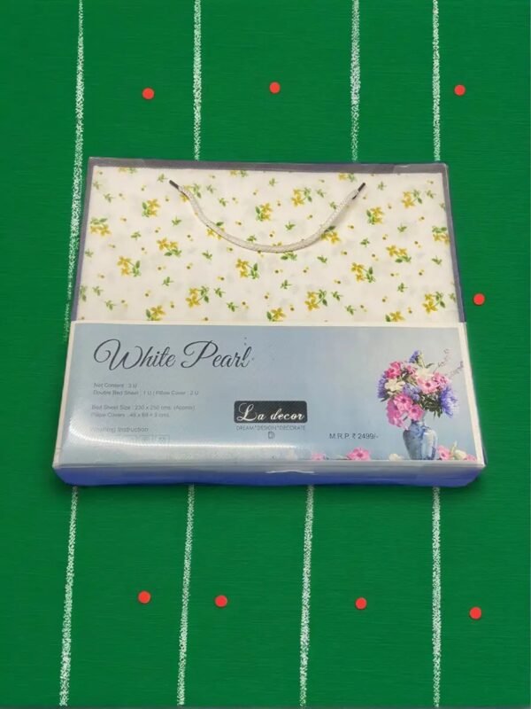TW White Pearl Cotton Bed-Sheet For King Size Bed - Image 8