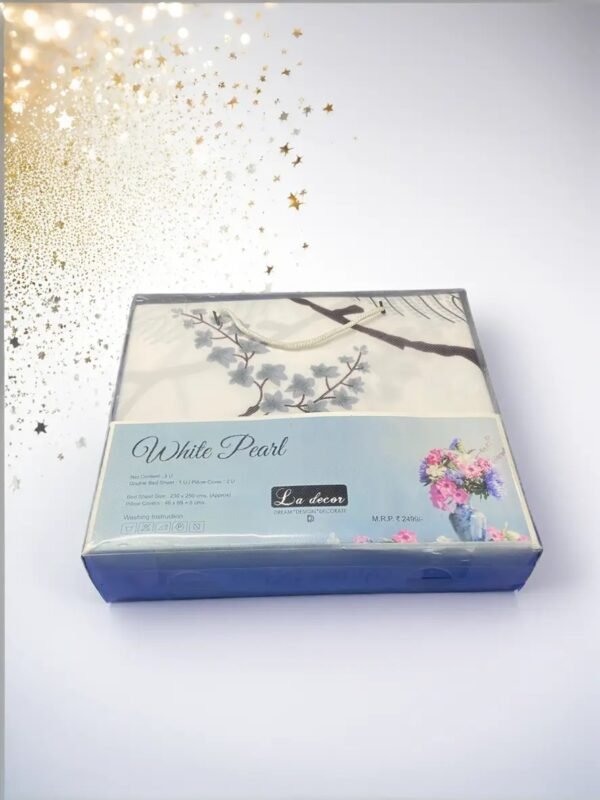 TW White Pearl Cotton Bed-Sheet For King Size Bed - Image 4