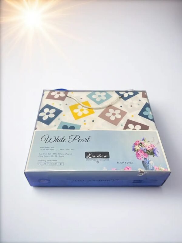 TW White Pearl Cotton Bed-Sheet For King Size Bed - Image 2