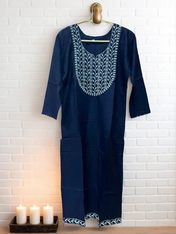 TW Women's Silk Blend Embroidery Straight Kurta