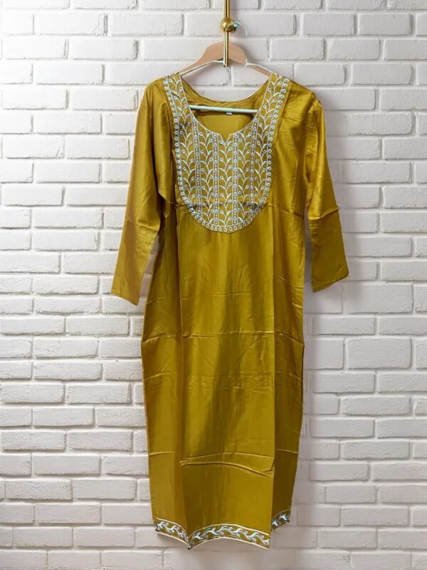 TW Women's Silk Blend Embroidery Straight Kurta - Image 2
