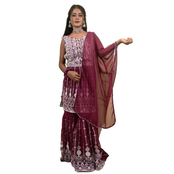 TW Women Georgette Ethnic Top Palazzo Dupatta Set - Image 4