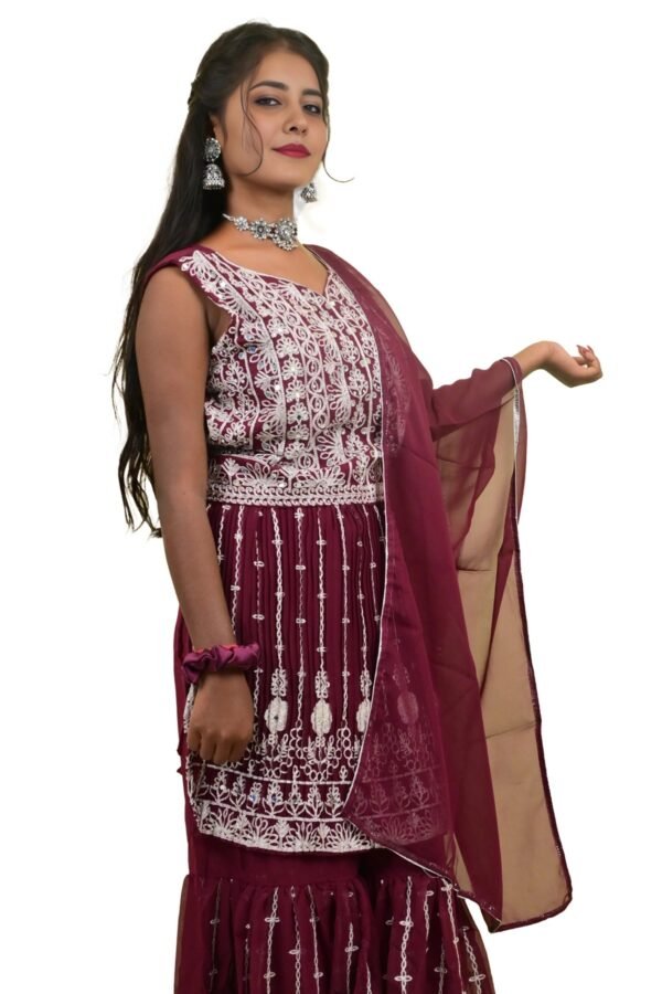 TW Women Georgette Ethnic Top Palazzo Dupatta Set - Image 5