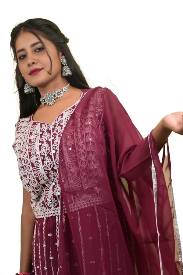 TW Women Georgette Ethnic Top Palazzo Dupatta Set - Image 6