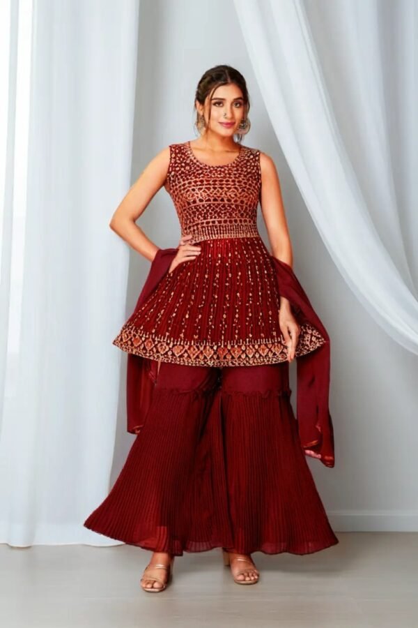TW Kurta sharara with Dupatta Sequence Embroidery Work - Image 3