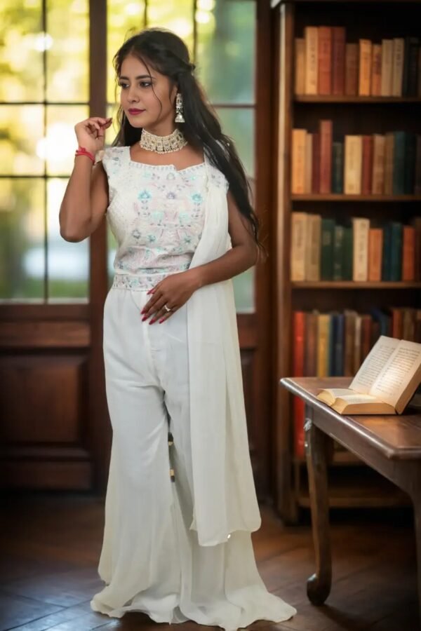 TW Women Cotton Kurta Sharara Set With chikankari Work - Image 3