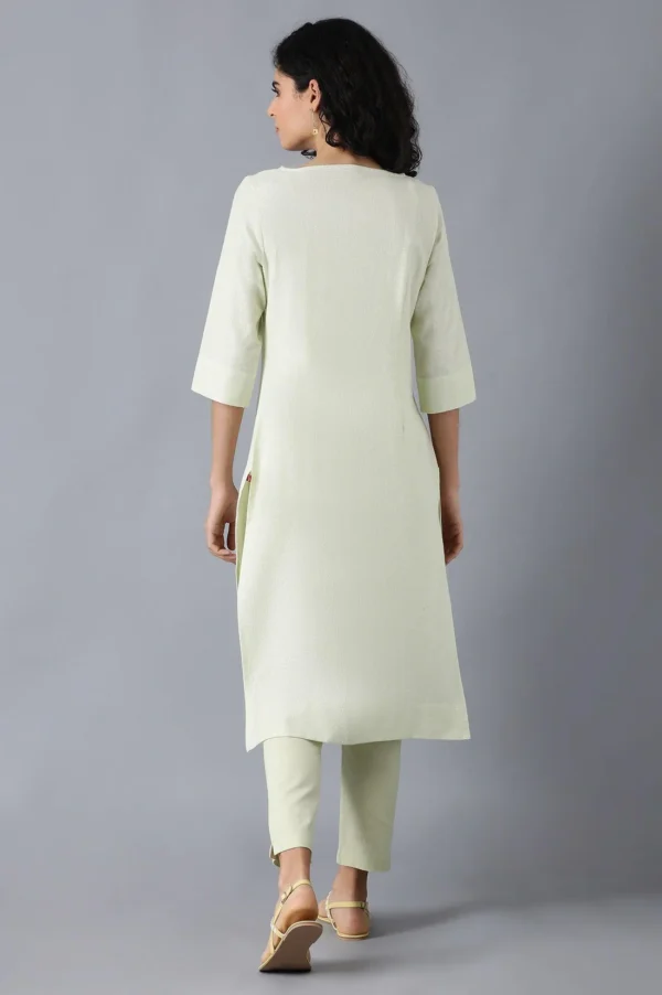 Green Round Neck Classic Kurta - Image 5