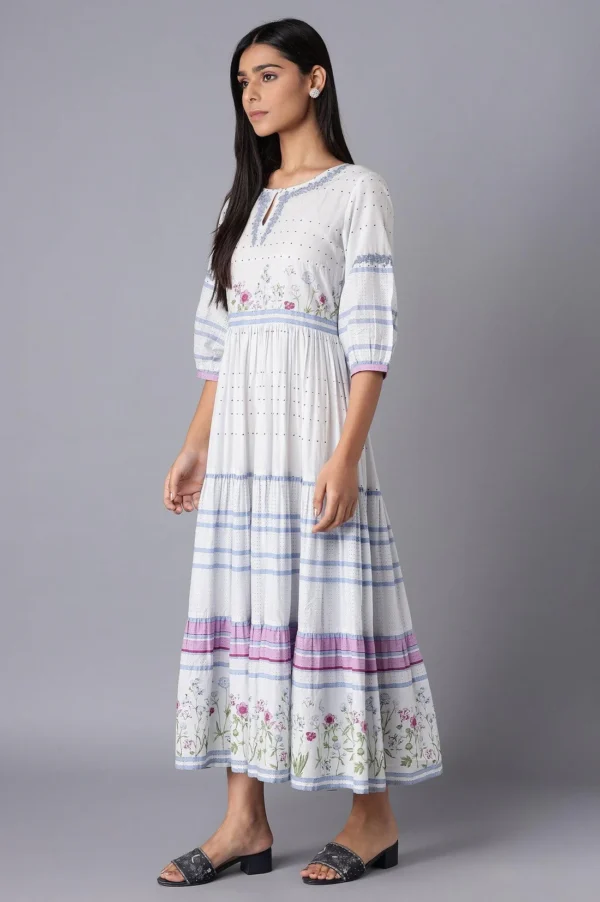 Light Blue Tiered Dress With Embroidery - Image 4