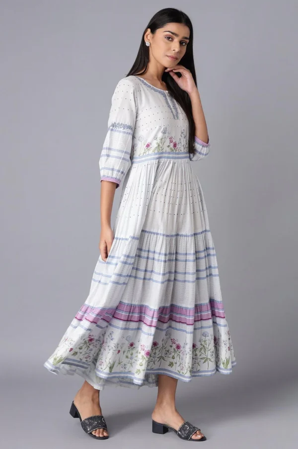 Light Blue Tiered Dress With Embroidery - Image 3