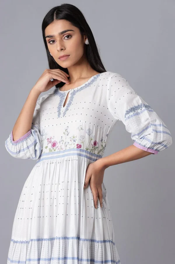 Light Blue Tiered Dress With Embroidery - Image 2