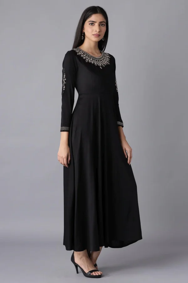 W for Woman Black Dress With Embroidery - Image 4