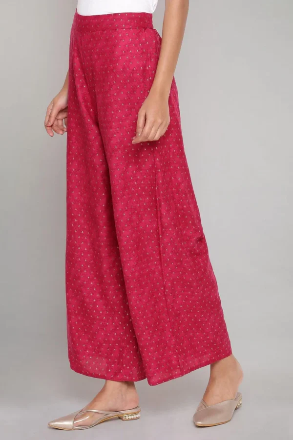 Dark Pink Printed Parallel Pants - Image 2