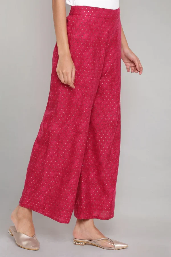 Dark Pink Printed Parallel Pants - Image 3
