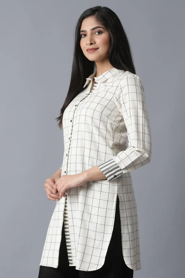 Ecru Checks Dress - Image 5