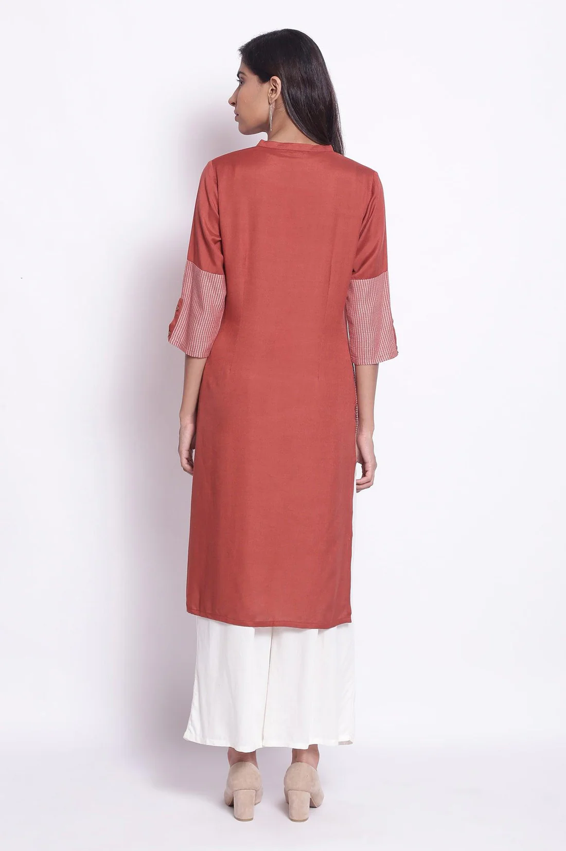 Orange Geometric Print Straight Kurta - Image 5