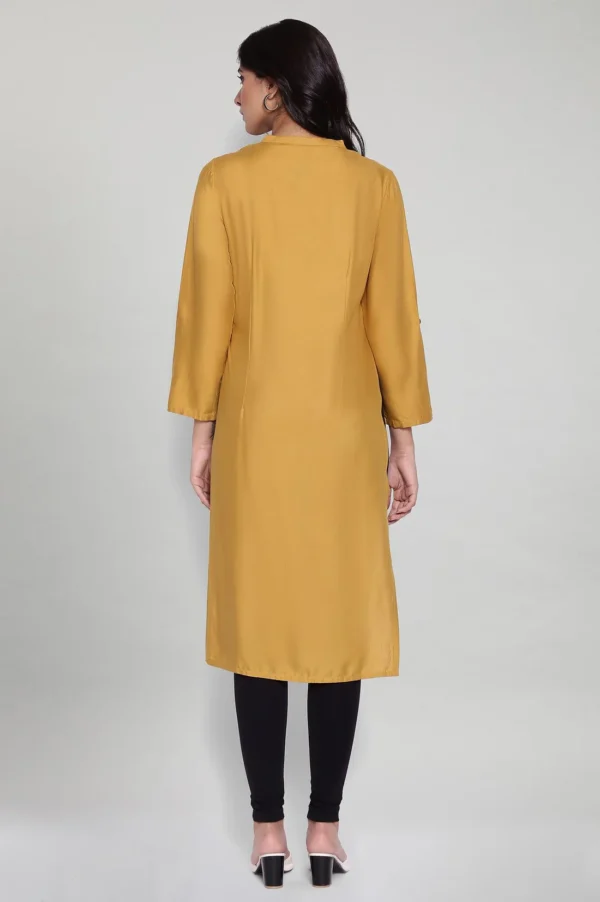 Mustard Yellow Staright Printed Kurta - Image 5