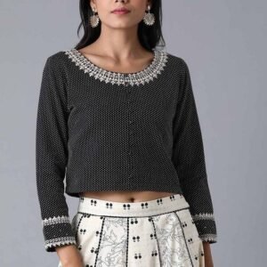 Black Polka Dobby Crop Top