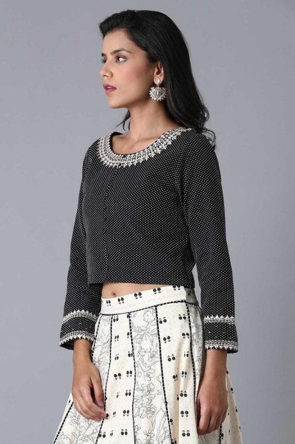Black Polka Dobby Crop Top - Image 4