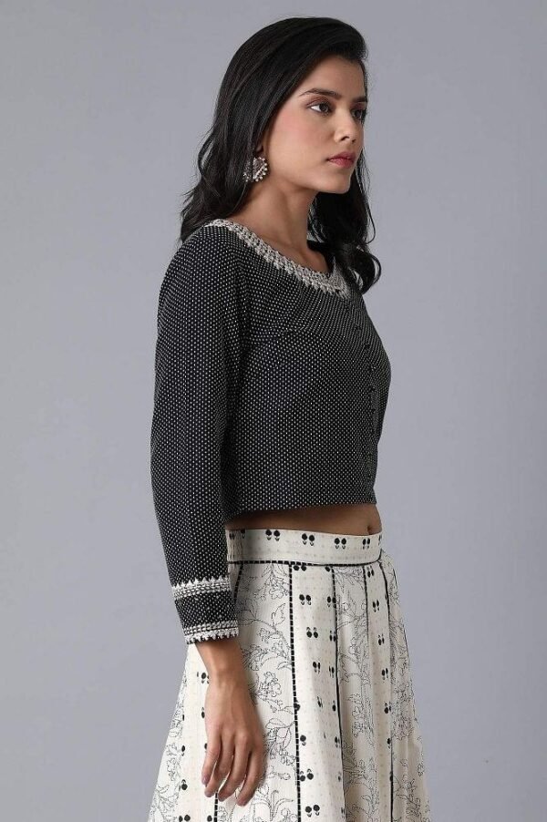Black Polka Dobby Crop Top - Image 3