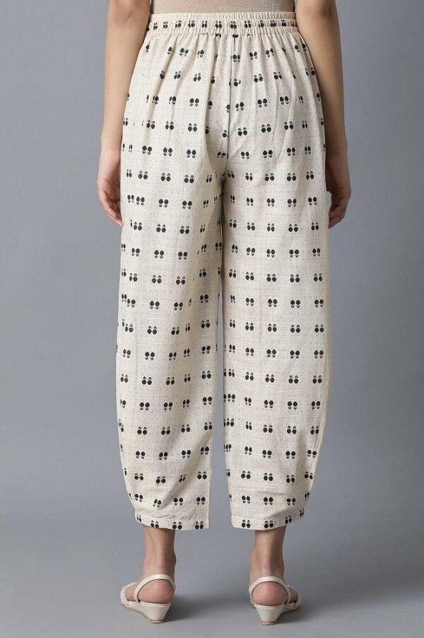 Ecru Ikkat Printed Carrot Pants - Image 2