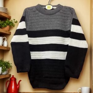 TW Kids Round Neck Full Sleeve Striped Woolen Winter Sweater