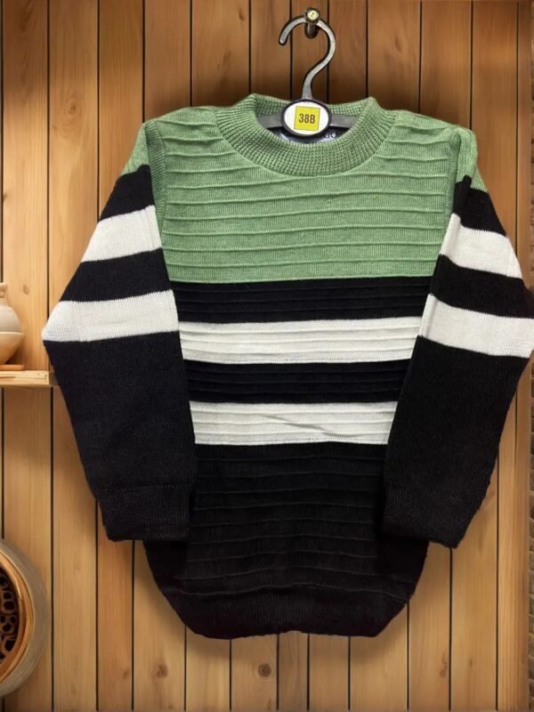TW Kids Round Neck Full Sleeve Striped Woolen Winter Sweater