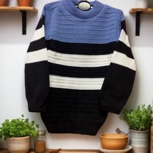 TW Kids Round Neck Full Sleeve Striped Woolen Winter Sweater