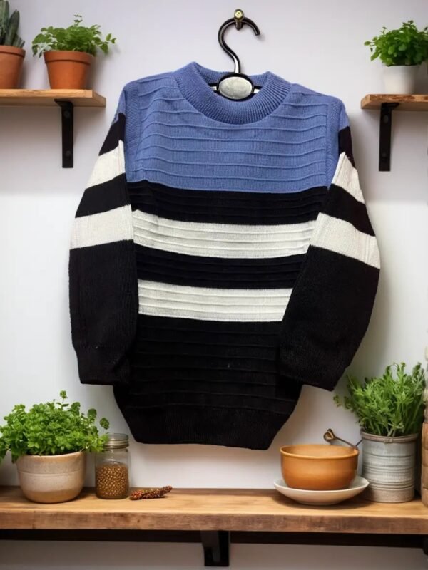 TW Kids Round Neck Full Sleeve Striped Woolen Winter Sweater - Image 3
