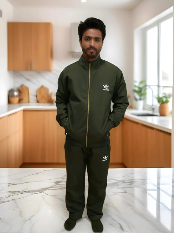 TW Winter Polyester Olive Track Suit With Fleece Zipper for men and women - Image 5