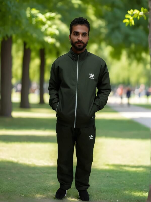 TW Winter Polyester Olive Track Suit With Fleece Zipper for men and women - Image 4