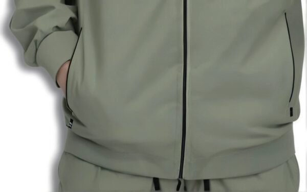 TW Winter Polyester Green Track Suit With Fleece Zipper for men and women - Image 3