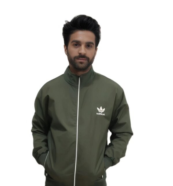 TW Winter Polyester Green Track Suit With Fleece Zipper for men and women - Image 2