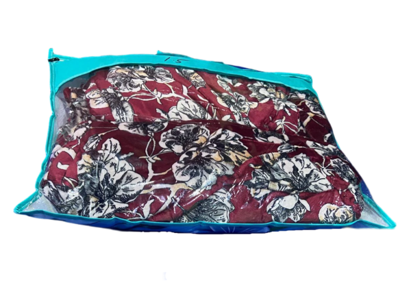 TW Flower Printed Multicolour Cotton Double Blanket With Pillow Cover - Image 2