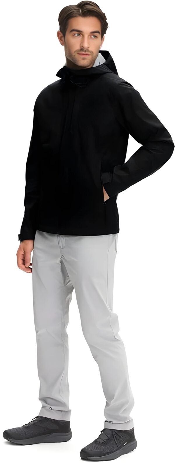 TW Men’s Hooded Winter Waterproof Full Sleeved Black Wind Cheater - Image 2