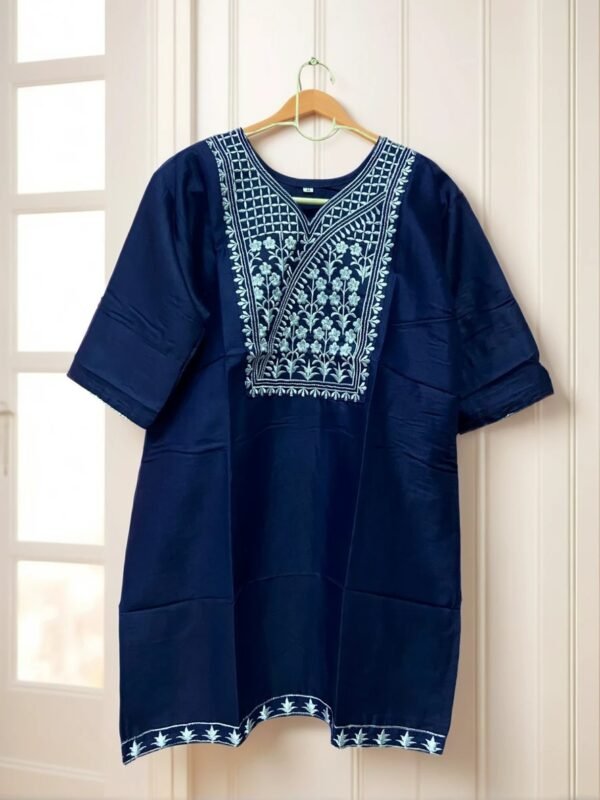 TW Women Solidcolor Rayon Blend Embroidery Short Kurta - Image 4