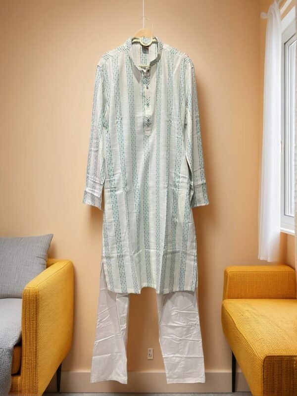 Warm White Bel Buti Patterned Kurta Set - Image 3