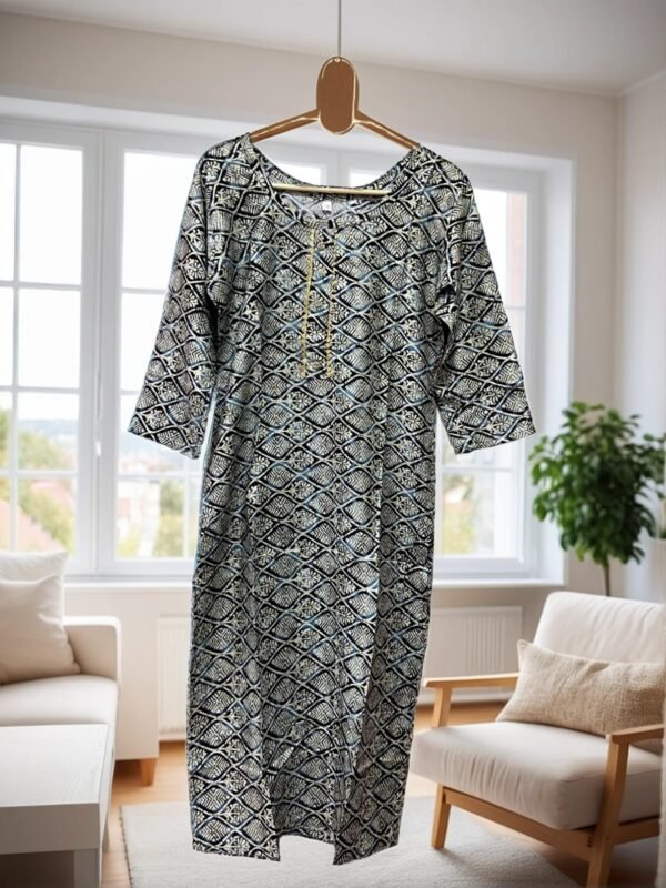TW Women Printed Multicolor Rayon Blend Embroidery Straight Kurta - Image 2